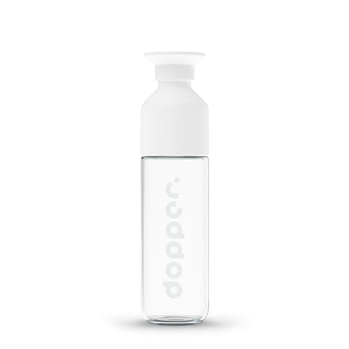 Dopper Glass Trinkflasche - Green Product Award 2021 - Borosilikatglas Glasflasche - 400ml, Auslaufsicher, BPA-frei - Wasserflasche für Outdoor & Büro