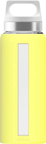 SIGG Dream Ultra Lemon Trinkflasche (0.65 L), schadstofffreie und hitzebeständige Trinkflasche, auslaufsichere Trinkflasche aus Glas mit Silikonhülle