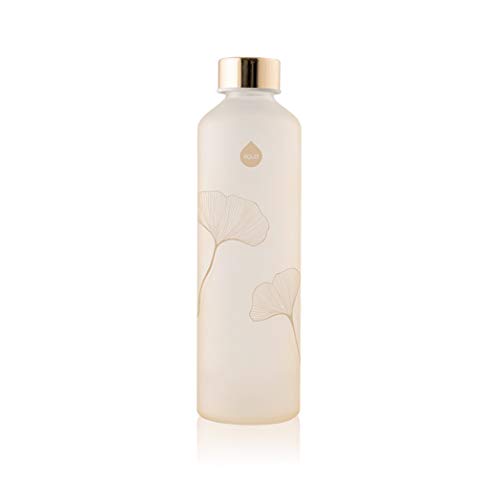 EQUA Trinkflasche aus Glas mit matten Finish, 750 ml - Borosilikatglas - BPA-Frei und Auslaufsicher, Ginkgo