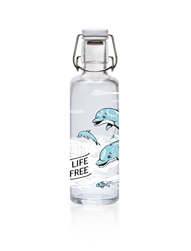 Soulbottles 0,6l Trinkflasche aus Glas Verschiedene Designs, Made in Germany, Vegan, plastikfrei, Glastrinkflasche, Glasflasche (Joyphins)