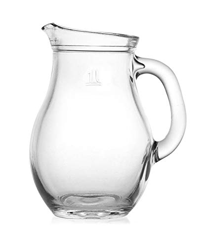 Pasabahce Bistro 80102 - Krug Glaskrug Wasserkrug, 1 Liter, max ~1.150ml