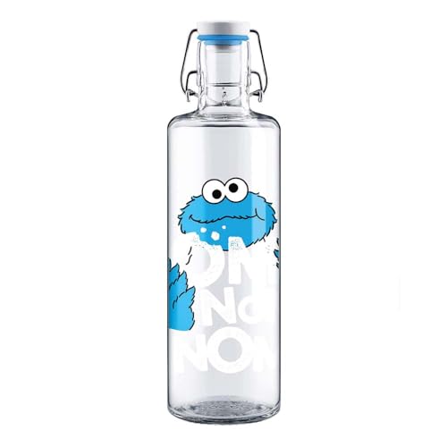 soulbottles 1,0 l • Krümelmonster • Trinkflasche aus Glas • plastikfrei, nachhaltig, auslaufsicher