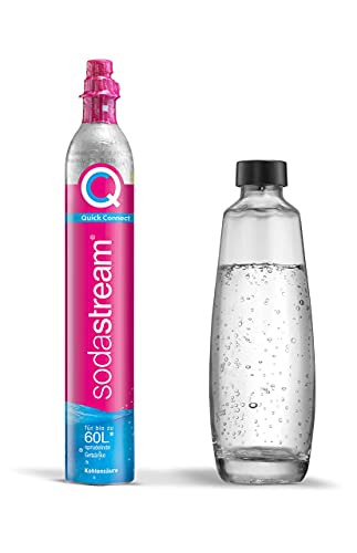 SodaStream QC-Reservepack mit 1x Quick Connect CO2-Zylinder (Ergiebigkeit: 60L) und 1x 1.0 L Glasflasche, Pink