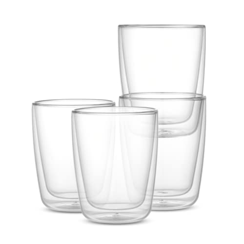 Doli Design Thermogläser | 340ml doppelwandige Gläser im 4er Set als Latte Macchiato - Cappuccino - oder Teegläser | robust, hitzebeständig & spülmaschinengeeignet (Klar)