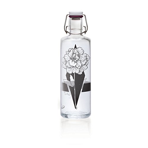 Soulbottles 1,0l Trinkflasche aus Glas • Verschiedene Designs, Made in Germany, vegan, plastikfrei, Glastrinkflasche, Glasflasche (Nur die Eine)