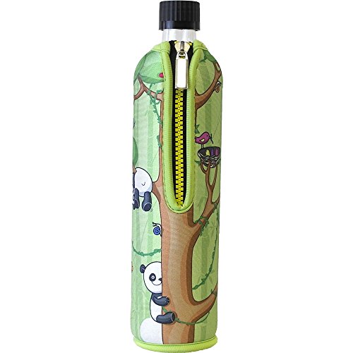 Dora´s Glasflasche mit Neoprenbezug 500 ml (Dora´s Panda grün)