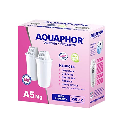 AQUAPHOR 2x Wasserfilter A5 Mg. Reichert das Wasser mit Magnesium an. 350 Liter Kapazität. Kompatibel mit Filterkannen Aquaphor Prestige, Provence.