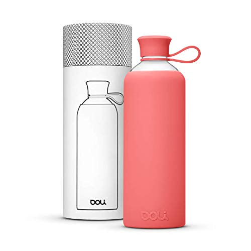 Doli Bottles Trinkflasche Glas für heiße und kalte Getränke 550ml, 100% BPA frei, spülmaschinenfest und auslaufsicher - Deine ideale Glasflasche mit Schutzhülle für unterwegs