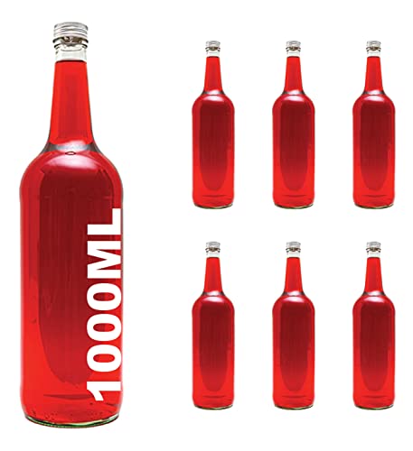 6 leere Glasflaschen 1 Liter Flasche BOR Saftflaschen 1000ml Wasser-flasche 100 cl Likörflaschen Schnapsflaschen Weinflasche Essigflaschen Ölflaschen von slkfactory
