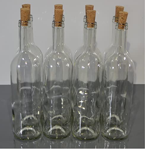 Weinflasche 750 ml Glasflasche Leere Flasche Likör ohne/mit Korken Wein (8 STK. mit Korken, Weiß)