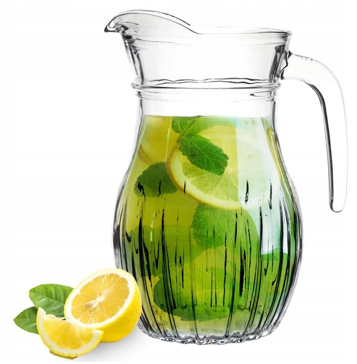 KONZEPT - Glaskrug, 1,2 L mit Auslauf und handlichem Griff, Krüg ideal für Wasser, Saft, Eistee, Limonade, Milch, Glaskanne Spülmaschinenfest