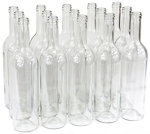 Weinflasche 750 ml ohne/mit Korken Glasflasche Leere Flasche Likör Wein 3 Farben (16 STK. ohne Korken, Weiß)