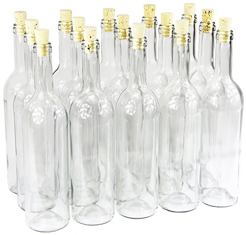 Weinflasche 750 ml ohne/mit Korken Glasflasche Leere Flasche Likör Wein 3 Farben (8 STK. mit Korken, Weiß)