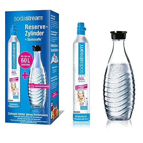 SodaStream 1100065490 Reservepack mit 1x CO2-Zylinder und 1x 0,6 L Glaskaraffe, Metall