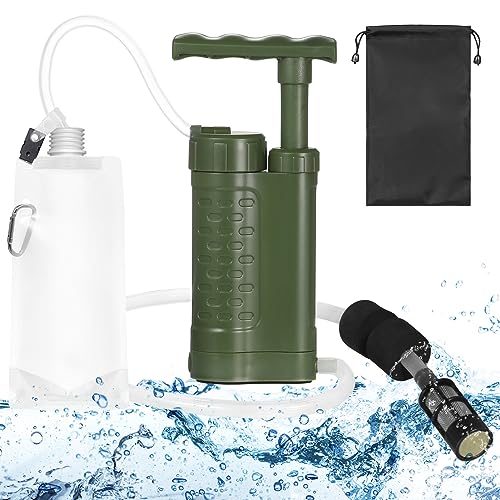 Lixada Wasserfilter Outdoor Survival Outdoor Water Filter 3000 litres Removes 99.99% of All Bacteria and Germs, Portable Mini Water Filter System for Hiking, Camping, Survival