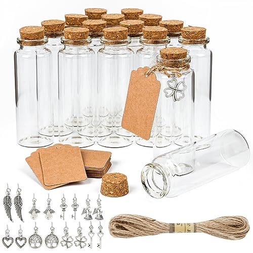 EUES Reagenzglas mit Korken 16 Stück x 40ML, Kleine Flaschen zum Befüllen, Reagenzgläser mit Korken für Gastgeschenke Hochzeit Gastgeschenke (30mm * 85mm) (16)