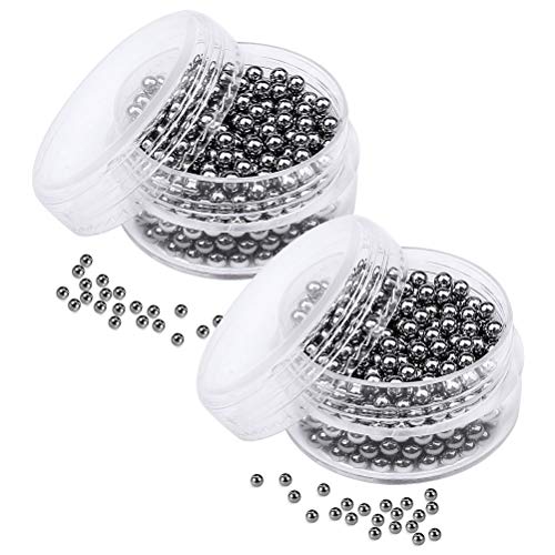 nuoshen 2×400 Stück Reinigungsperlen aus Edelstahl, 3mm Edelstahl Perlen zum Reinigen Flaschen Reinigen Perlen für Dekanter Vase Flaschen Karaffen Reinigen(2 Dose)