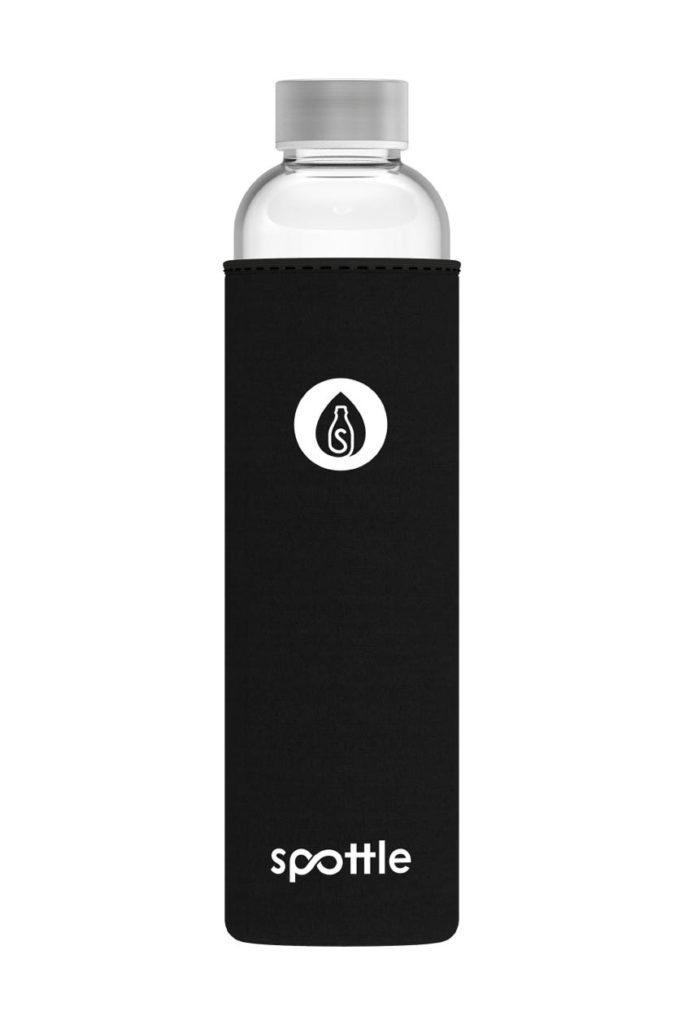 Spottle Glas-Trinkflasche 750ml mit schwarzer Neoprenhülle